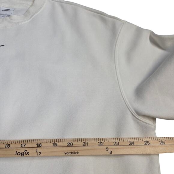 Nike Vtg 2000’s Oversized Center Swoosh Y2k Streetwear Sweatshirt White LARGE - Picture 7 of 7